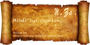 Mihályi Zsaklin névjegykártya